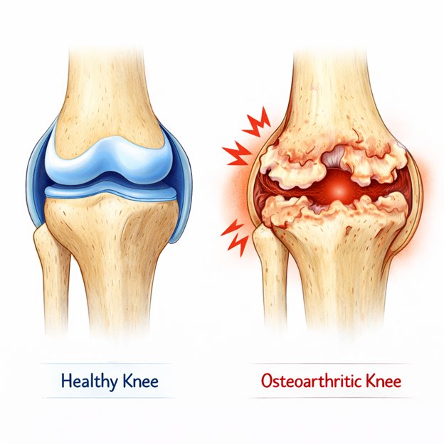 Healthy knee vs osteoarthritis knee
